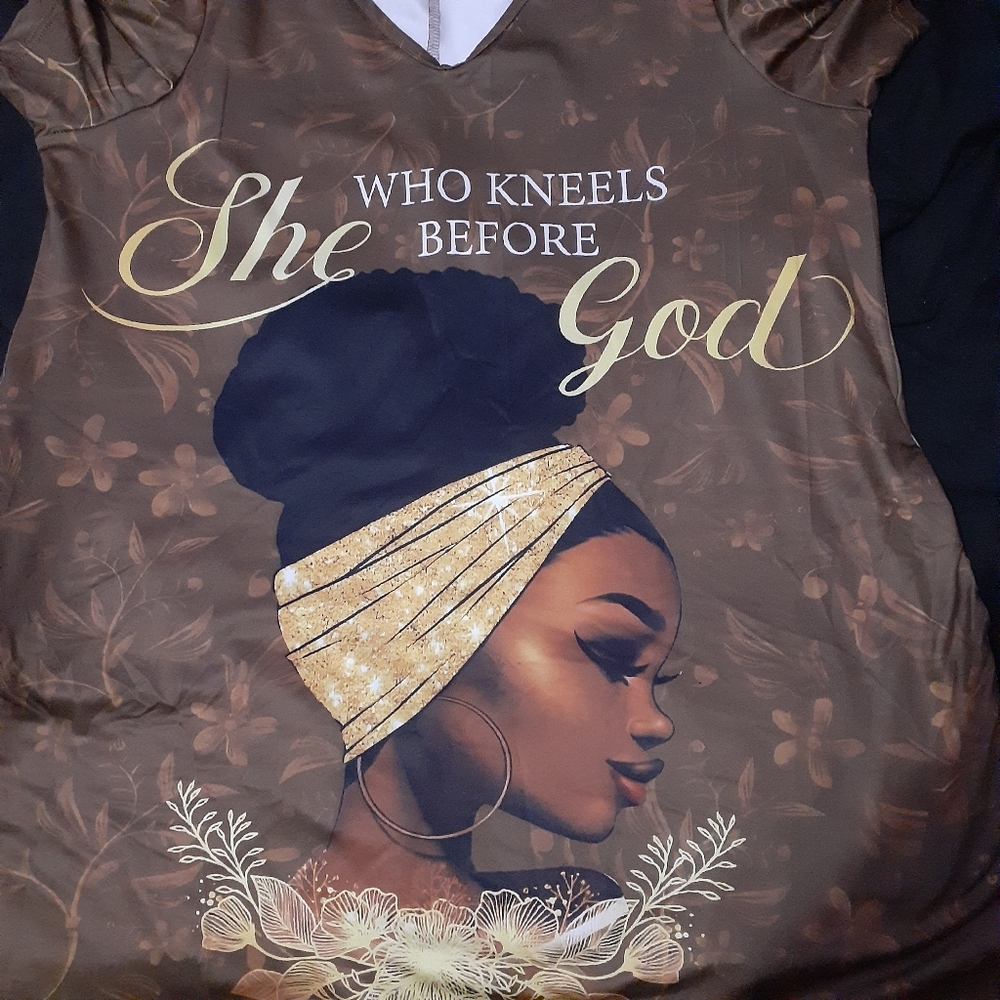 Womens Graphic Tshirt Dress Nightgown She Who Stands Before God